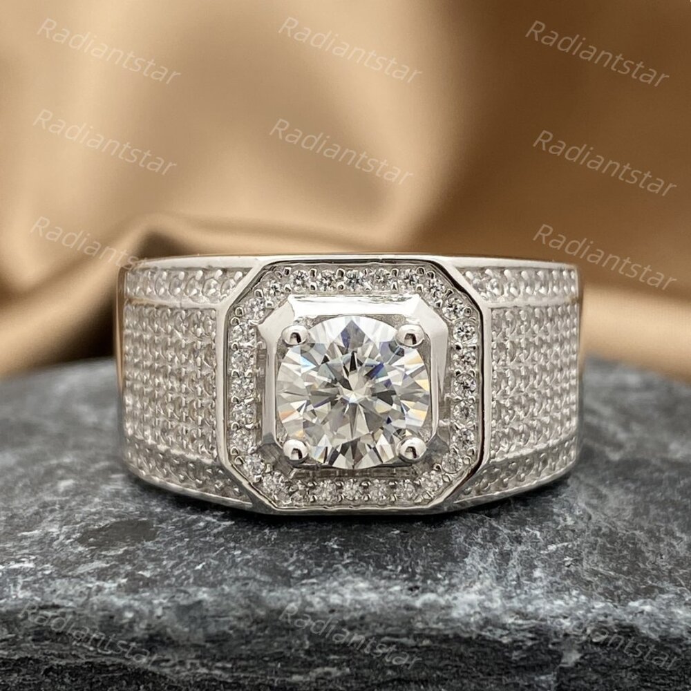 NEW Certified 1 ct. t.w.  Moissanite Mens Ring